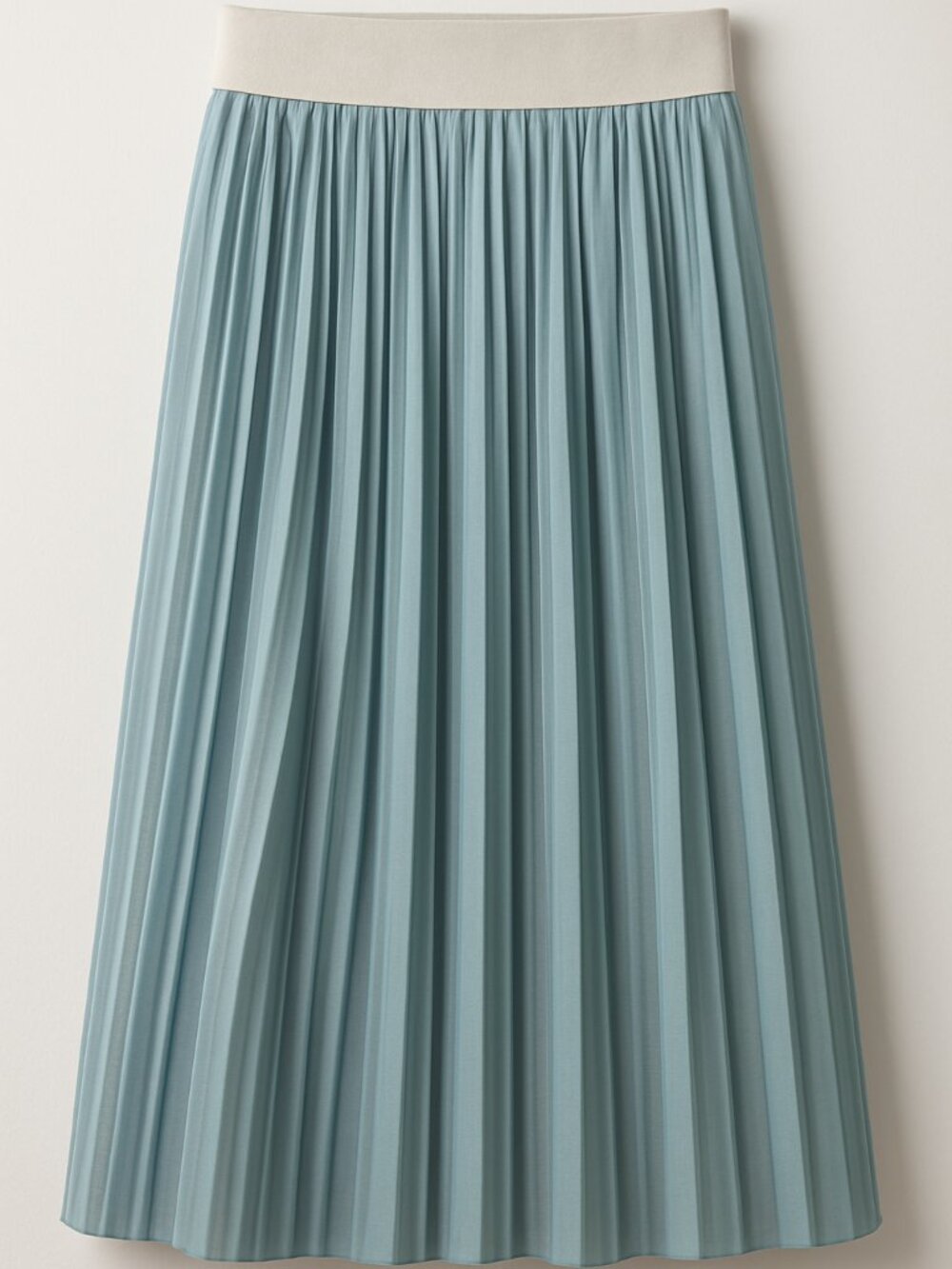 Dusty Blue Pleated Skirt | Midi Length | Feminine | Size M